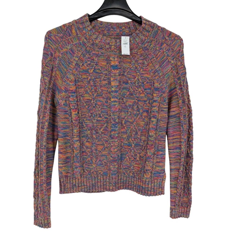 GAP Cable Knit Sweater Crewneck Rainbow Festival Indie Y2K Statement Size S Tall
